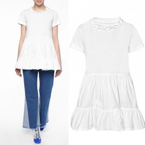 MM6 Maison Martin Margiela White Ruffle Top